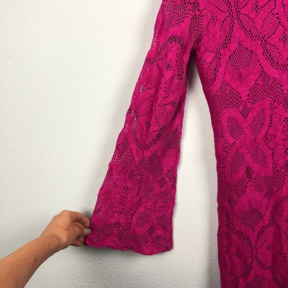 Nightcap Priscilla Crochet Lace Mini Dress Fuchsia - Picture 3 of 8